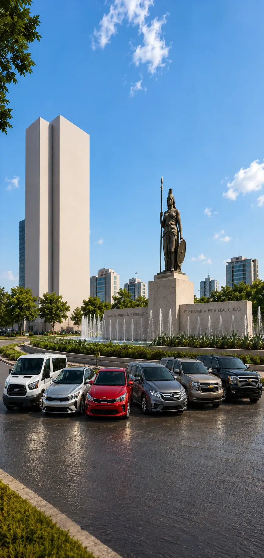 La flota de Manneja GDL frente a la Minerva, Guadalajara